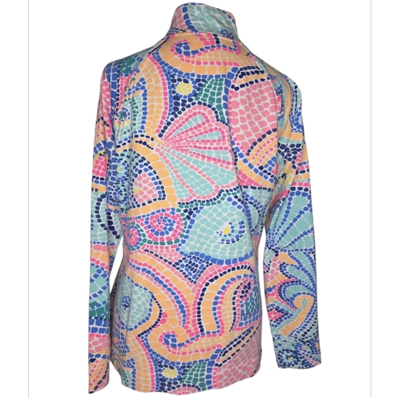 Lilly Pulitzer Skipper Popover 1/2 Zip French Terry Top Tidal Wave Size L - Picture 2 of 10